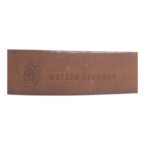 Martin Dingman Black Calfskin Leather Belt Size 42 Gold Buckle Adjustable Luxury - Picture 2 of 9